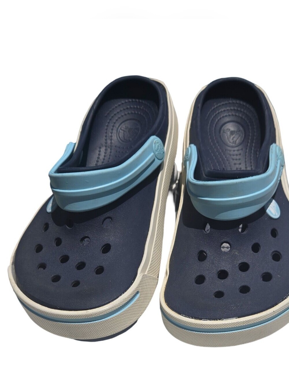CROCS Kids Navy and Light Blue Classic Clog Water Clogs Slip-on Vacation Pool